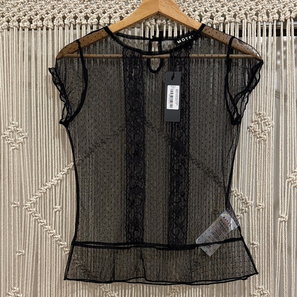 Motel Rocks Tops - MOTEL NWT Amrita Unlined Top in Dobby Mesh Black